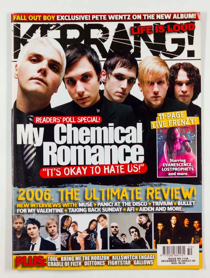 MY CHEMICAL ROMANCE DEFTONES FALL OUT BOY TOOL Kerrang magazine 16 December 2006 - Image 1 of 1