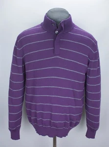 Suéter Charles Tyrwhitt Para Hombre Lana Merino Cuello Botón Púrpura Rayas (Gris) XL - Imagen 1 de 24