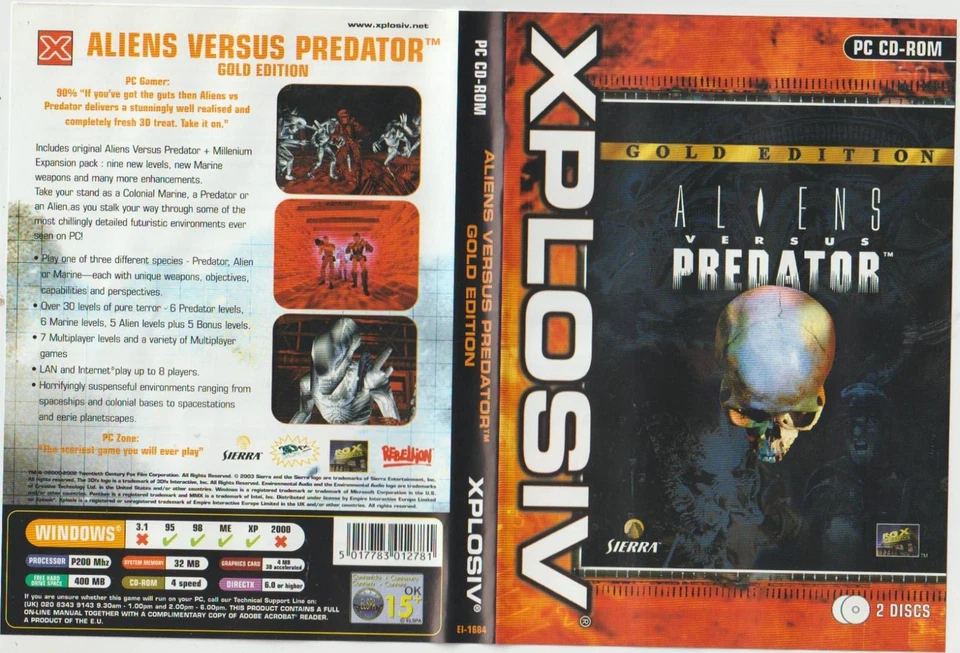 Aliens Versus Predator Gold Edition - VINTAGE PC CD Rom Game. FREE POSTAGE - Image 1 of 1