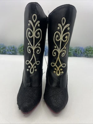 Disney Store ANNA Botas FROZEN Jóvenes Niñas Zapatos Negro Dorado Talla 7/8 Foto 1 de 4