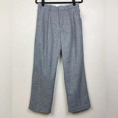 Gap Men's 28x28 365 Wool Trouser Grey Herringbone Pants 90s Loose Fit Career Aca - Image 1 of 4