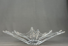 27" Daum Art Glass Modernist Elongated Wave Design Centerpiece Bowl; Signed