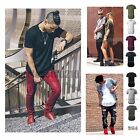 Men T-Shirt Crew Neck Plain Long Extended Casual Sports Fit Active Tee