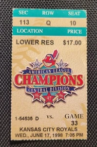 Kenny Lofton HR #50 1998 Royals Vs Indians Ticket Stub 6/17/98 Doc Gooden - Picture 1 of 2