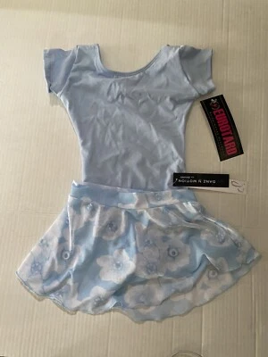 Leotardo de baile azul claro manga corta y falda de baile floral blanca/azul niño nueva con etiquetas Foto 1 de 4