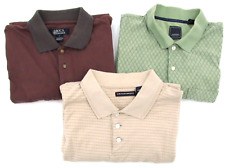 Lot of 3 Polo Shirts Mens Large Green Beige Brown Stripe Short Sleeve Casual Y2K