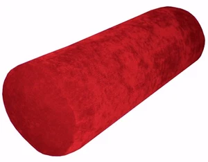 ma04g Red Sofa Chenille Velvet Bolster CASE Tube Neck Roll Cushion COVER Size - Picture 1 of 7