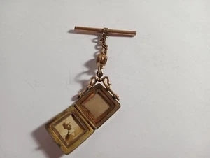 Antique Victorian Gold Filled Locket Watch Fob and clasp link w/ both frames - Picture 1 of 11