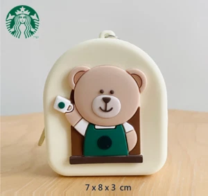 Starbucks Korea BEARISTA POUCH iPods Case Bag Charm KEYRING Silicone 7*8*3 cm - Picture 1 of 11