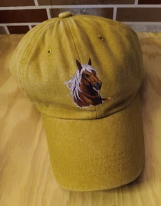 Berretto baseball giallo cavallo nuovo regolabile senza etichette cappello pony nuovo 100% cotone - Foto 1 di 2