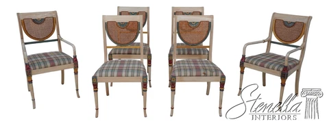 L60514EC: Set of 6 Cane Back Paint Decorated Dining Chairs Cover