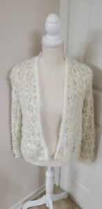 XOXO Fuzzy Cardigan Sweater Size Medium Long Sleeve Soft Warm White