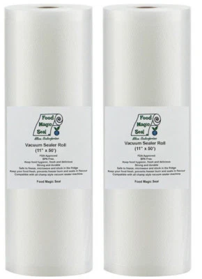Sealer Bags 2-11"x50' Rolls Food Magic Seal for Vacuum Sealer Food Storage Bags