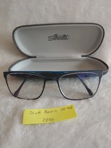 Scott Harris SH-702 C2 Blue Black Womens Square Full Rim Eyeglasses 54-18-140 - Picture 1 of 8