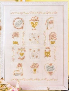 Embroidery Pattern Jennifer Reynolds Shabby Roses Love Hope Dream 23 cm x 35 cm - Picture 1 of 9
