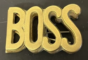 Vintage Solid Brass BOSS Desk Clip Paper Weight Office Collectible Decor 3” - Picture 1 of 6