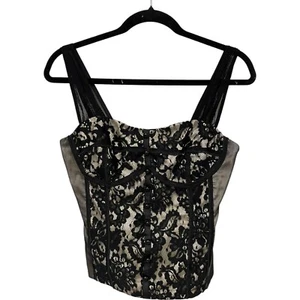 Vintage Y2K Spitze Bustier Korsett Top schwarz Blumen Dessous sexy Party Clubwear 2 - Bild 1 von 12