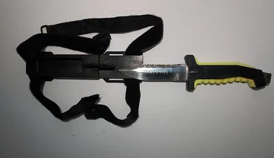 EE. UU. EE. UU. Buzos Aqua-Pulmón Cuchillo de Buceo EE. UU. Buceo EE. UU. Empuñaduras Amarillas Neón Foto 1 de 4