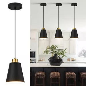 Matte Black Mini Pendant Light 7.87in Cone Kitchen Island Pendant Lighting wi... - Picture 1 of 7