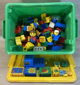 Vintage Lego Duplo verschiedene Steine/Block Lot 165 Stück mit Lager grün Behälter - Bild 1 von 13