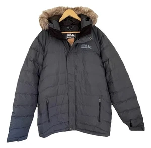 Eddie Bauer Gray Boundary Pass 650 Down Parka Hooded Zip Black Jacket NWT~ XL - Picture 1 of 18