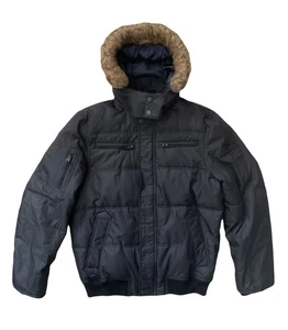 Buffalo David Bitton Bomber Puffer Jacket Quilted Heavyweight Coat Black Mens M - Picture 1 of 8