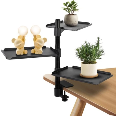 3-Tier Clamp on Desk Shelf，Multifunctional Desk Clamp Shelf，Metal Desk Extension - Image 1 of 4