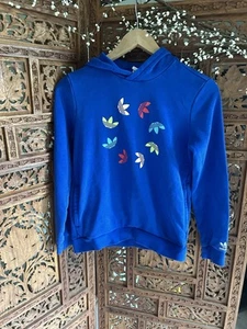 Kids Adidas Royal Blue Hoodie with Colorful Trefoil Design - Picture 1 of 5