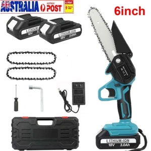 6" Chainsaw Cordless Battery Rechargeable Wood Cutter Saw Chain Saws Electric AU - Picture 1 of 16