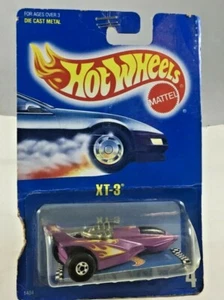 Hot Wheels XT-3 Mattel No, 4 Purple W/flames 1991 Vintage New In Blister - Picture 1 of 5
