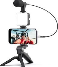 Smartphone Vlogging Kit for iPhone/Android w/Light+Microphone+Tripod+Holder