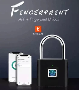 Fingerprint Bluetooth Padlock Keyless Smart Thumbprint Lock USB Anti-Theft - Picture 1 of 4