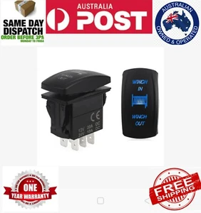 WINCH SWITCH momentary 12V 20A in , out Blue Light carling switch - Picture 1 of 4