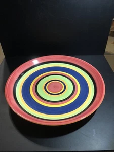 Tabletops Unlimited Swirl Multicolors Hand Painted Stoneware 13 Inch Bowl - Picture 1 of 4