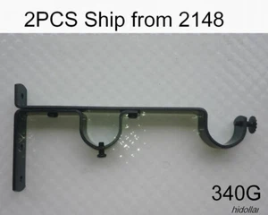 DOUBLE DUAL SINGLE HEAVY DUTY CURTAIN ROD BRACKET BRACE SUPPORT 2PCS 185 28MM BK - Foto 1 di 2