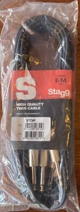 Stagg STC6P 6m/20ft Twin Unbalanced Male Jack to Male Jack Cable (NEW) - Picture 1 of 4