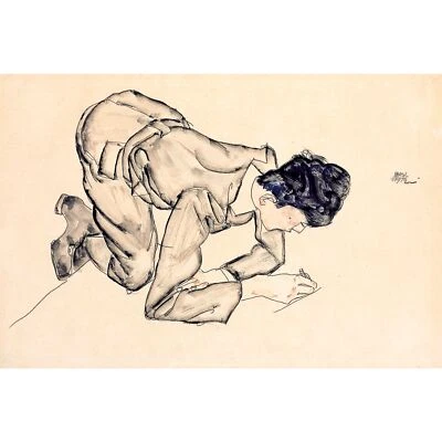 Egon Schiele, Erich Lederer, Hand to Head 1912, Canvas Print, 8" x 12" + Border Foto 1 de 4