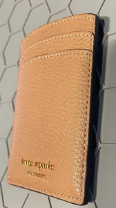KATE SPADE KE940 VERONICA PEBBLED LEATHER CARD CASE BUNGALOW TAN NWT - Picture 1 of 6