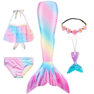 Kids The Little Tails Children Swimsuit Bathing Suit Halloween Costume Girll Can - Picture 1 of 52