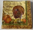 Thanksgiving Turkey & Pumpkins 20 Beverage Napkins In Orig. Package USA