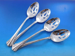 18th Century by Reed & Barton Sterling Silver Serving Spoon Pierced Orig Set 4 - Picture 1 of 4