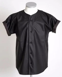 SCARCEWEAR HOMME CUIR NOIR MAILLOT DE BASEBALL CHEMISE TAILLE HAUT XS S M - Imagen 1 de 3