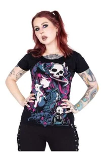 Gothic Bunny Witch T-Shirt by Cupcake Cult Black Womens Alternative Tee Goth Top - Picture 1 of 6