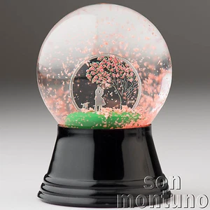 CHERRY BLOSSOMS GLOBE - 1/10 oz Silver Coin in SNOWGLOBE - 2017 Cook Islands $1 - Picture 1 of 8