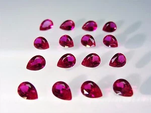 Red Ruby Pear Cut Shape SIZE CHOICE Loose Stones Corundum Gemstones - Picture 1 of 7