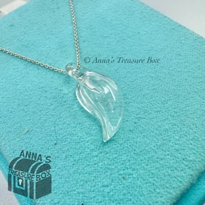 Tiffany & Co. 925 Silber Peretti Bergkristall Blatt Anhänger 16" Halskette (pch) - Bild 1 von 6