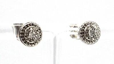 高端纯色 925 纯银天然钻石耳钉 0.10 TCW 耳环! — 第 1/4 张图片