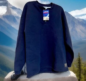 Vintage Russell Athletics Henley Sweatshirt M Navy Blue Made In USA NEW - Picture 1 of 11
