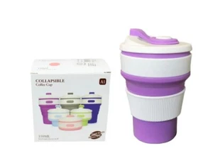 Taza de café plegable con tapa taza de viaje de silicona plegable sin BPA 350 ml - Imagen 1 de 6
