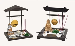 Jardín Zen con Buda + Gong + Portaluces de té + Soporte para incienso japonés - Imagen 1 de 3
